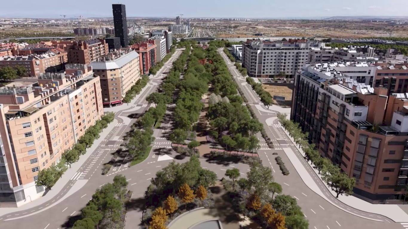 Almeida supervisa en Vallecas el primer tramo del gran eje verde del sureste