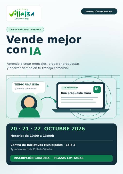Collado Villalba: taller gratuito 'Vende mejor con IA' en octubre - imagen 1