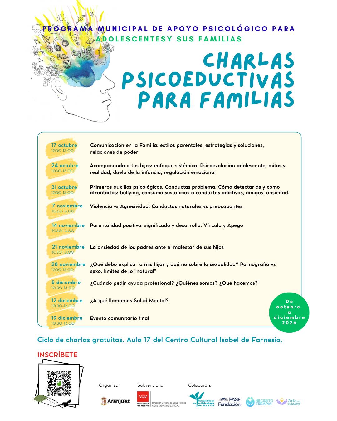 Aranjuez lanza un programa de apoyo psicológico para adolescentes y familias