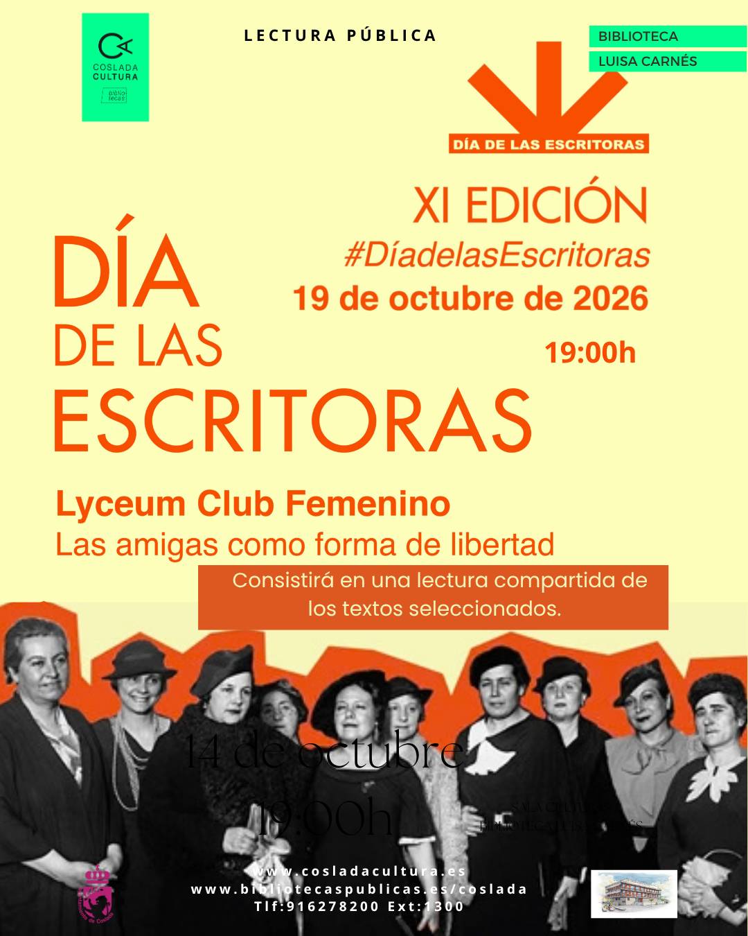 Coslada celebra el XI Día de las Escritoras con lectura colectiva y homenaje al Lyceum