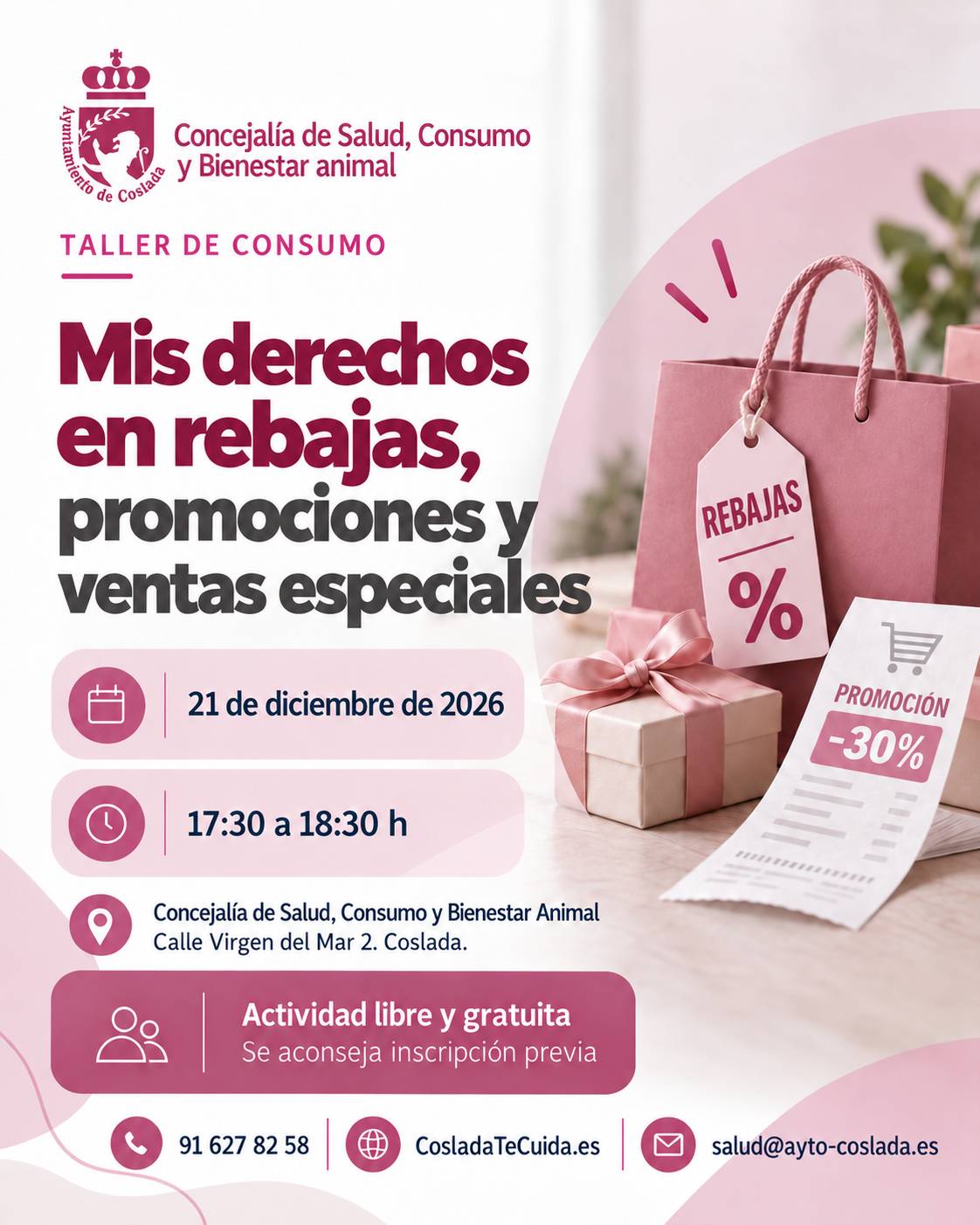 Coslada organiza tres talleres gratuitos sobre derechos del consumidor